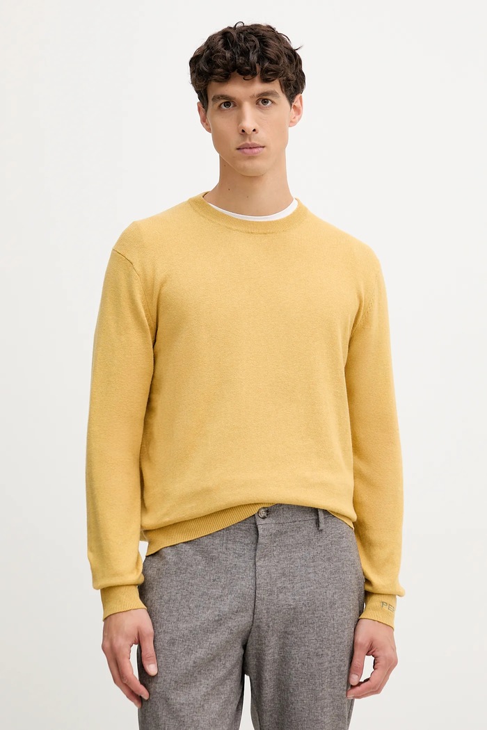 Pepe Jeans Sweter z domieszką wełny żółty PM7000013