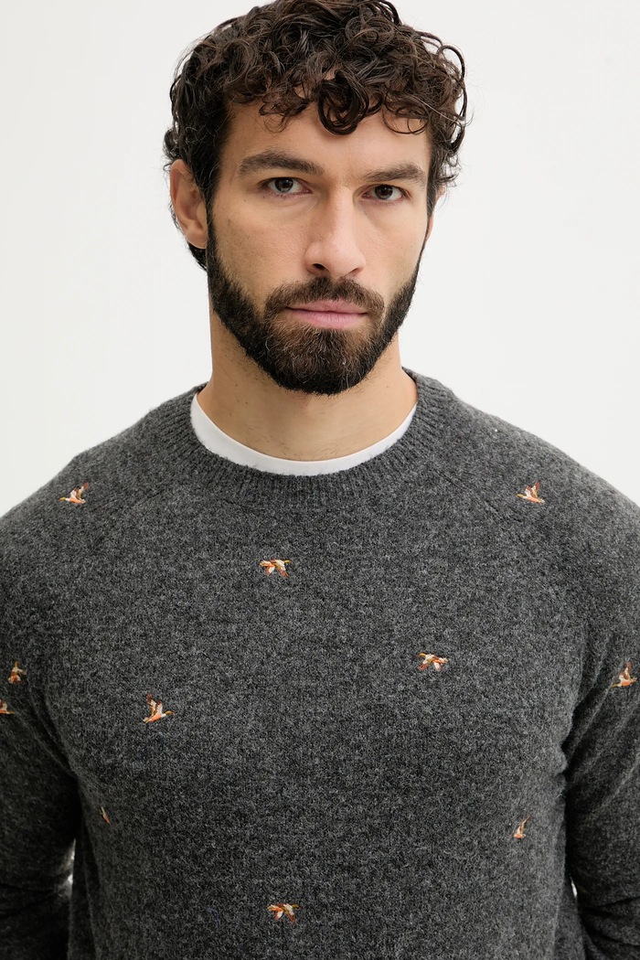 Pepe Jeans sweter z domieszką wełny szary PM7000026