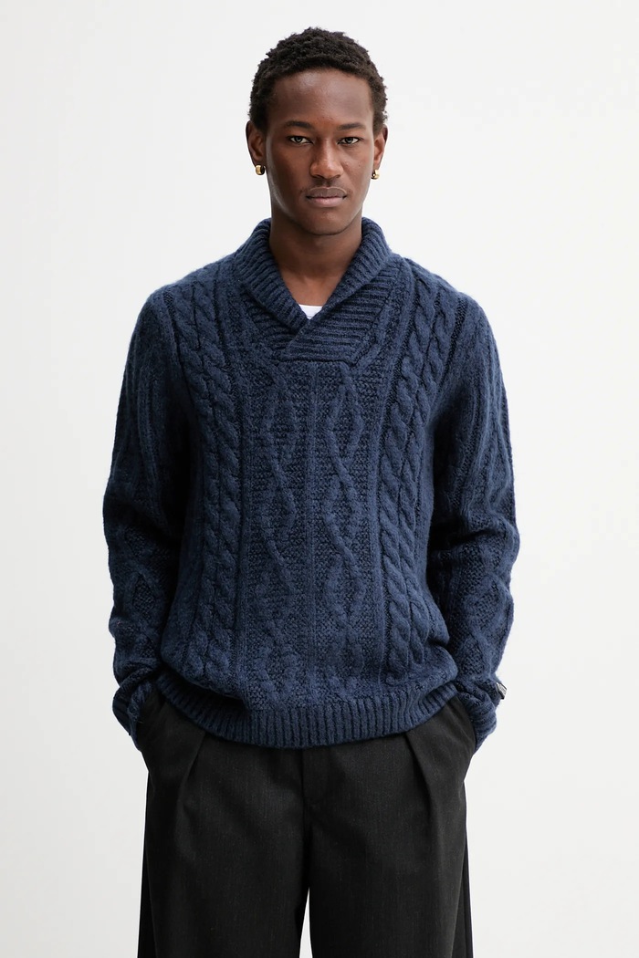Levi's gyapjúkeverék pulóver sima kék 003TT