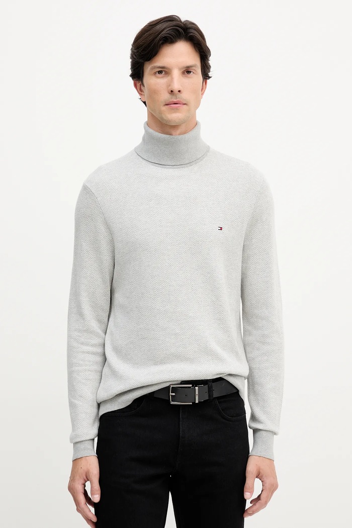 Sveter s prímesou vlny Tommy Hilfiger s prímesou vlny sivá MW0MW40446