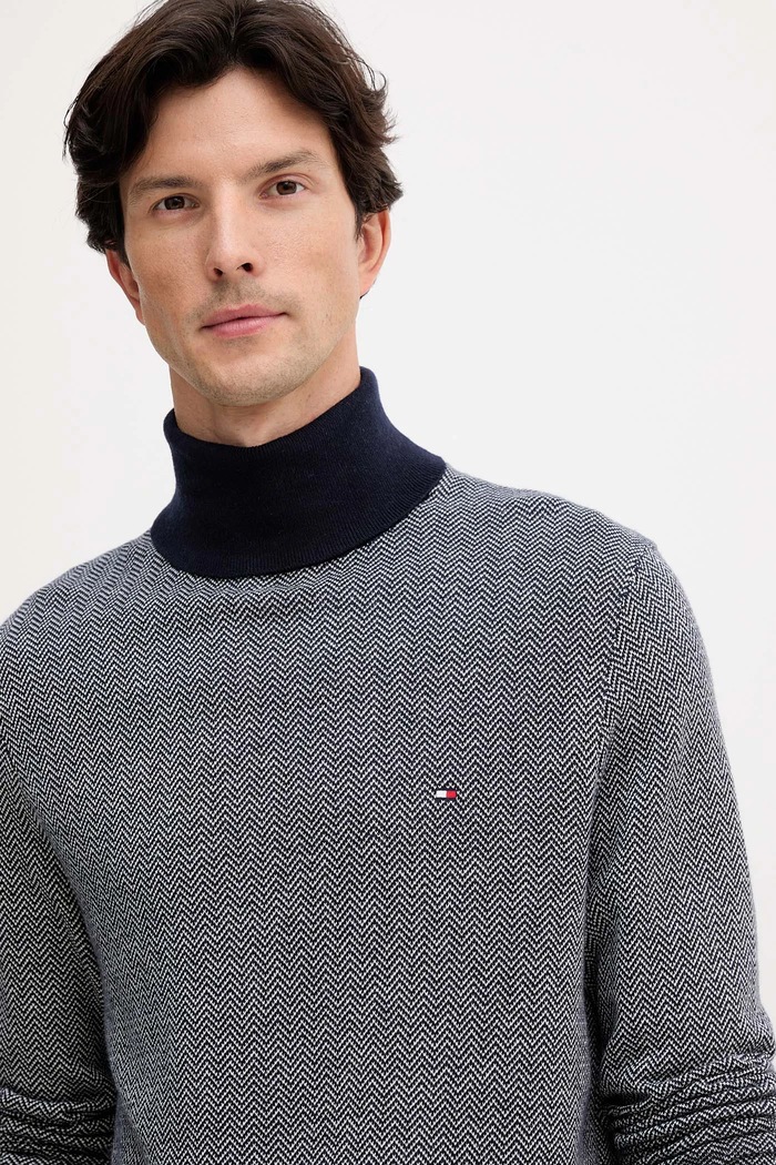 Pulover s primesjo volne Tommy Hilfiger mornarsko modra MW0MW40446