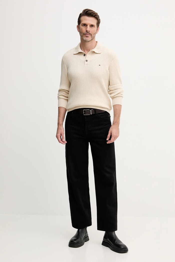 Tommy Hilfiger sweter z domieszką kaszmiru MW0MW40447 beżowy AW25