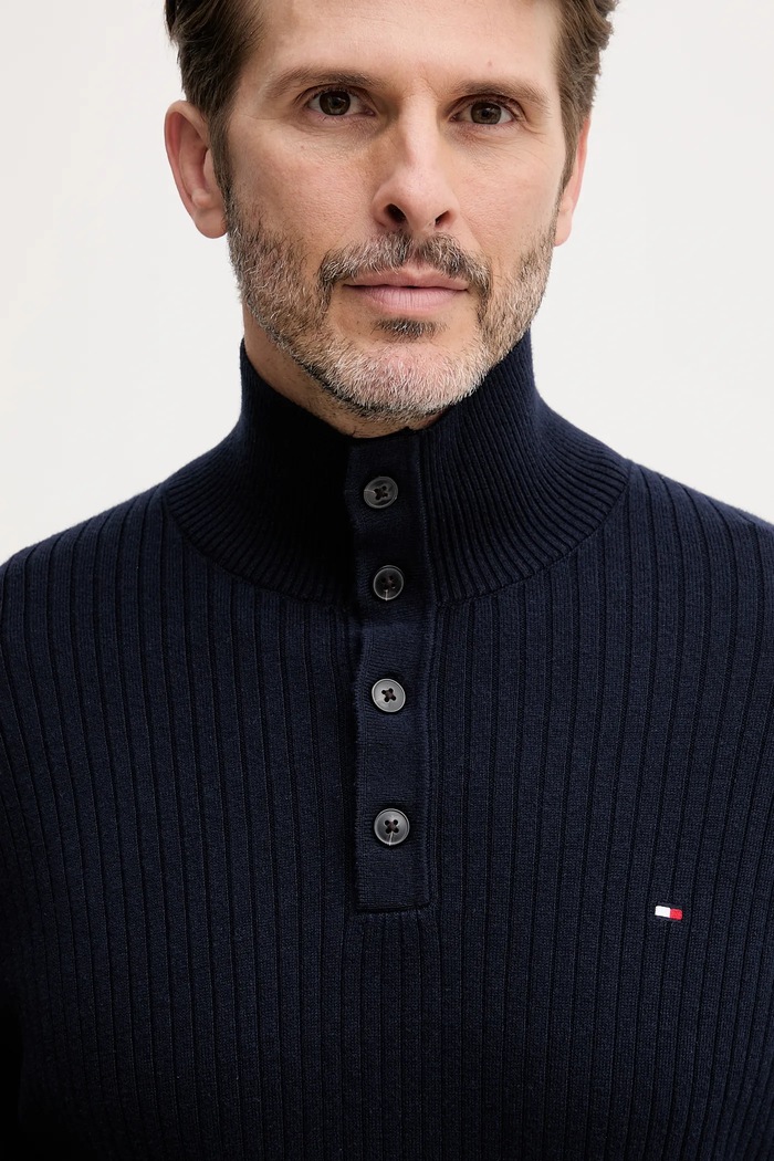 Tommy Hilfiger pulover din amestec de cașmir bleumarin MW0MW40447