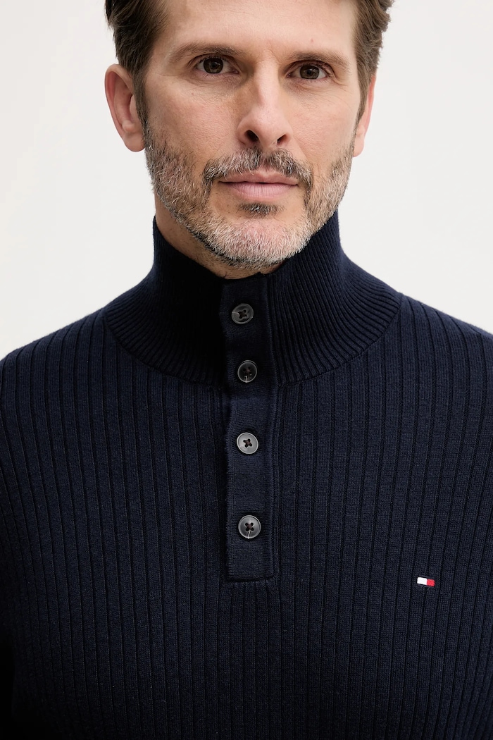 Tommy Hilfiger pulover din amestec de cașmir bleumarin MW0MW40447
