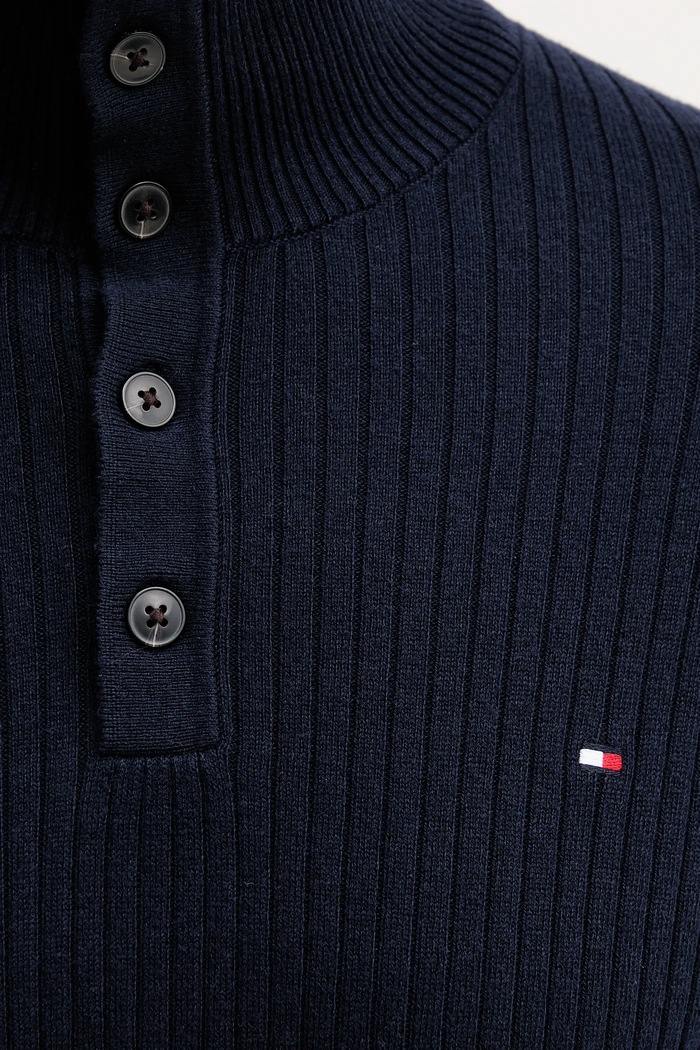 Tommy Hilfiger pulover din amestec de cașmir MW0MW40447 bleumarin