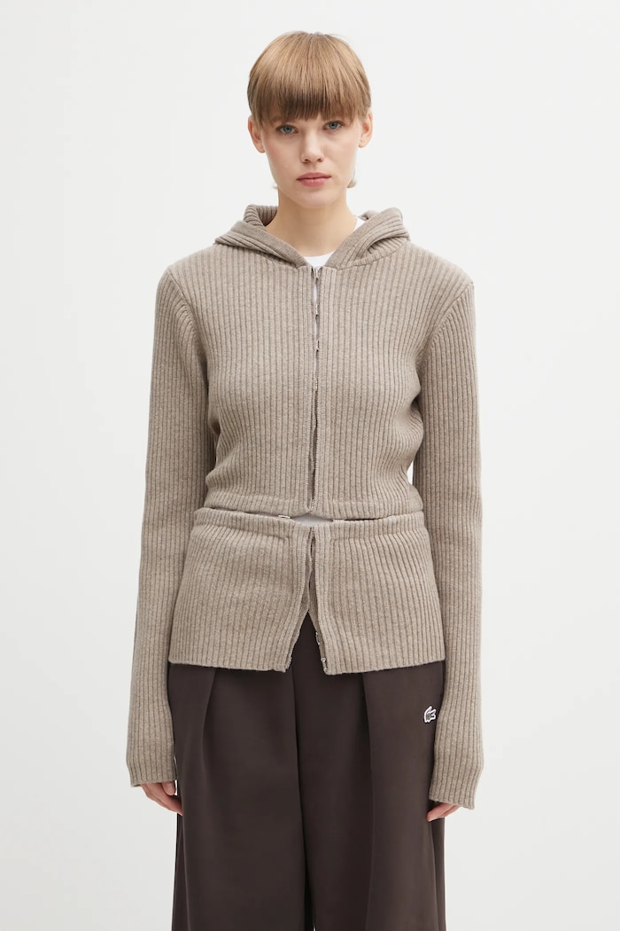 Heliot Emil woolen cardigan melange brown AW25.W.07.084.DST19