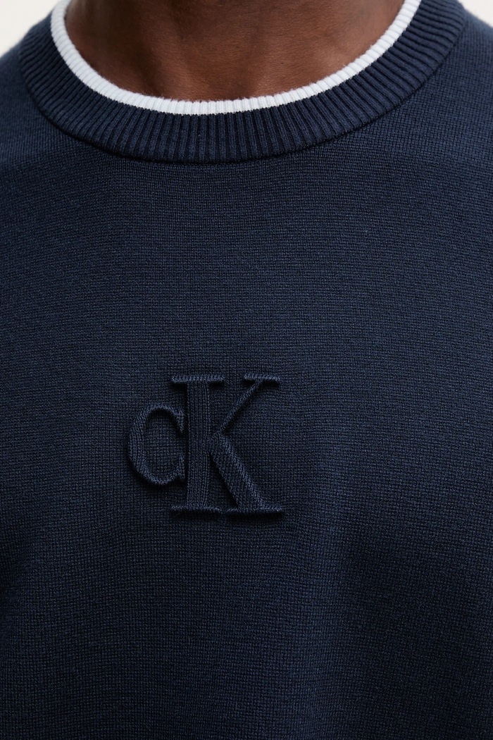 Sveter Calvin Klein Jeans LV04RD300G tmavomodrá