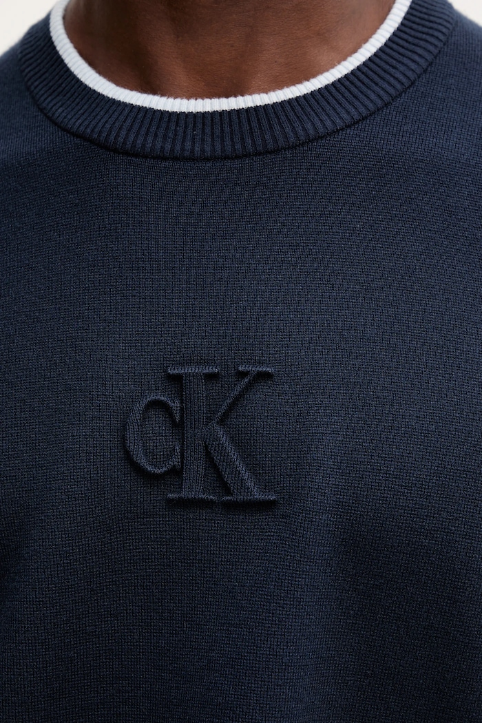 Sveter Calvin Klein Jeans LV04RD300G tmavomodrá