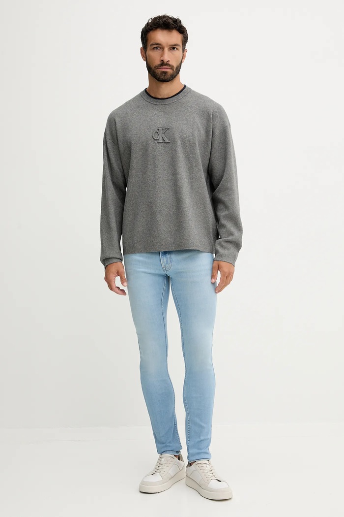 Calvin Klein Jeans sweter LV04RD300G szary AW25