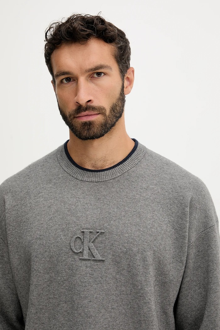 Calvin Klein Jeans sweter szary LV04RD300G