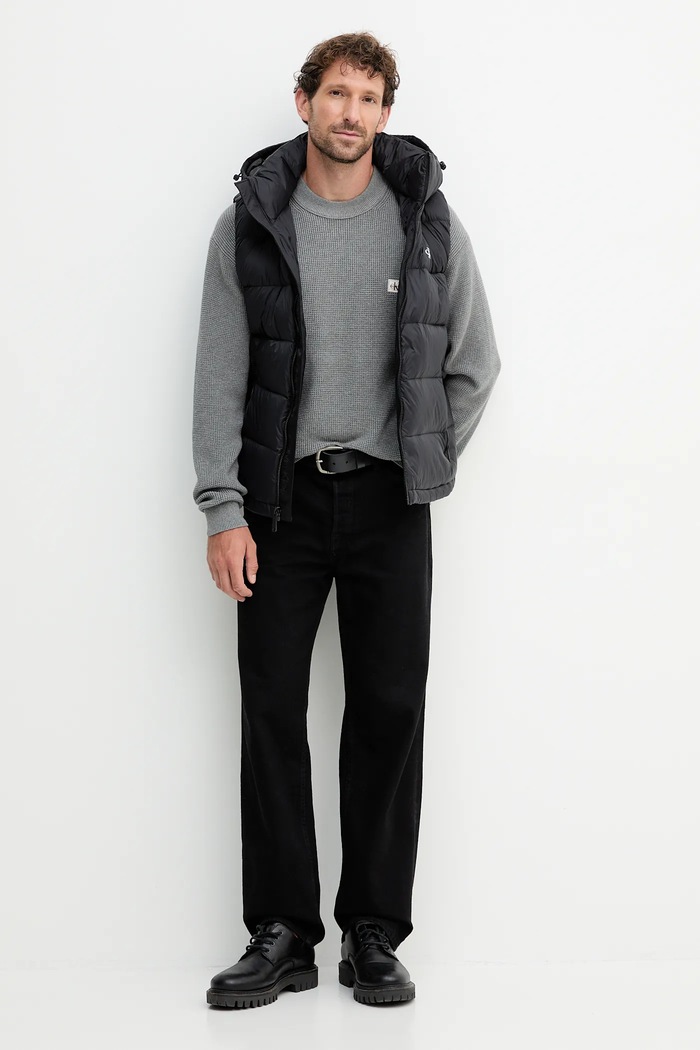 Calvin Klein Jeans pulover pentru bărbați din bumbac LV04RD313G gri SS26