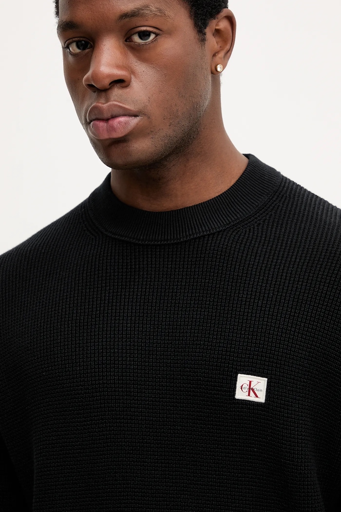 Calvin Klein Jeans pulover pentru bărbați din bumbac negru LV04RD313G