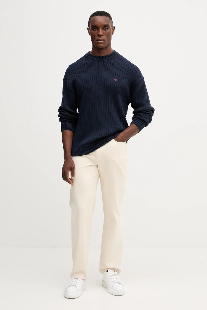 Bavlnený sveter Calvin Klein Jeans LV04RD314G tmavomodrá AW25