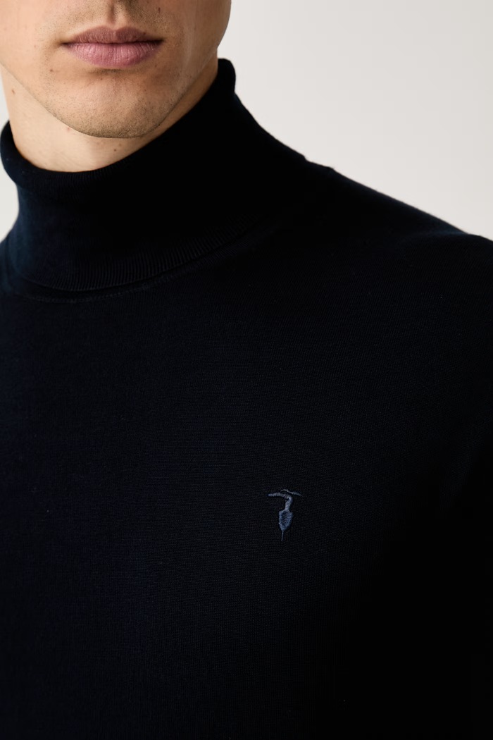 Trussardi pulóver férfi viszkózzal M0178000019N sötétkék