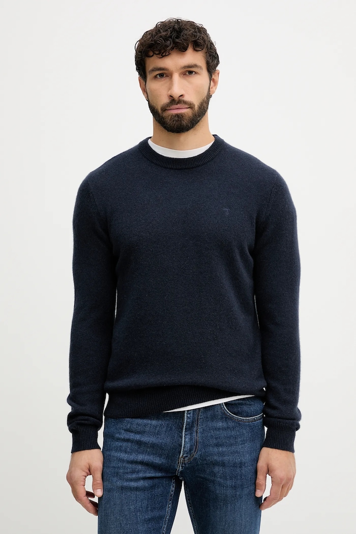 Trussardi sweter kaszmirowy okrągły granatowy M0208000022N