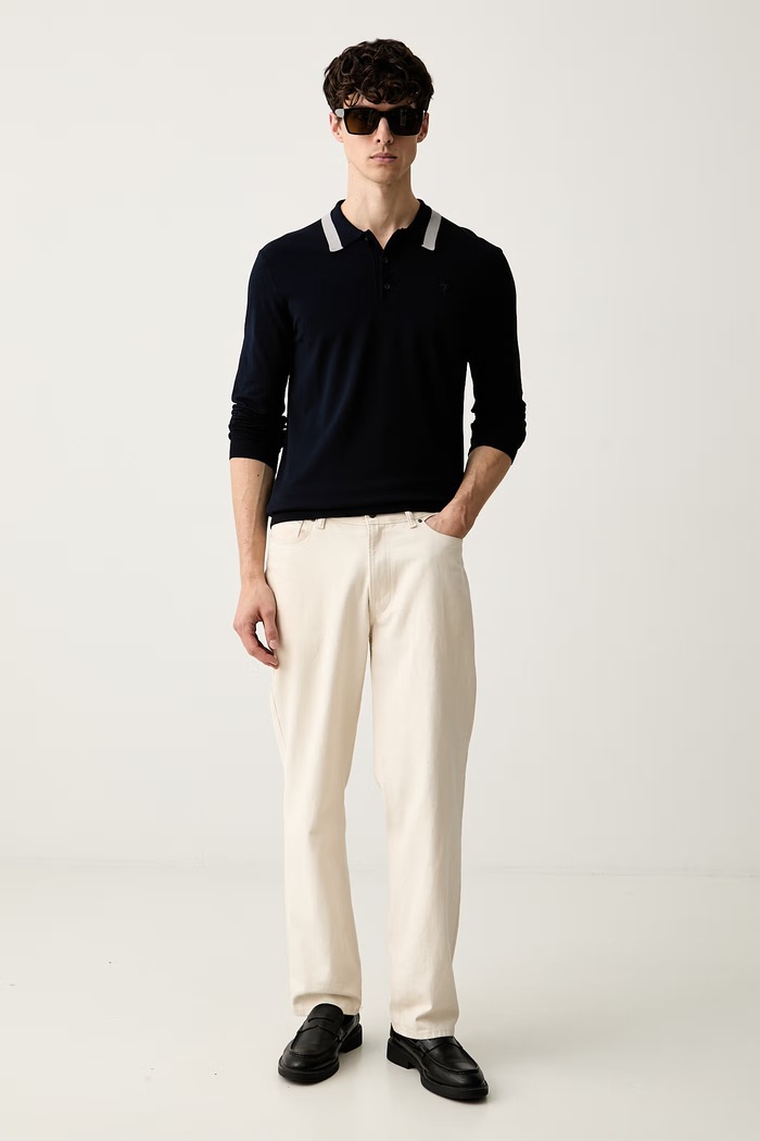 Trussardi sweter męski z wiskozą M0198000021N granatowy AW25