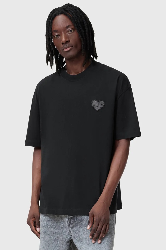 Bavlnené tričko AllSaints LOVER relaxed čierna M041JC