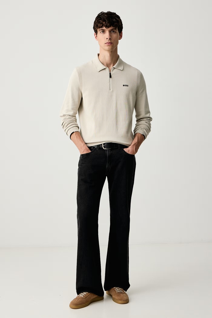 BOSS Green Πουλόβερ ανδρικό βαμβακερό KN_Ever-X PL 50551688 μπεζ AW25