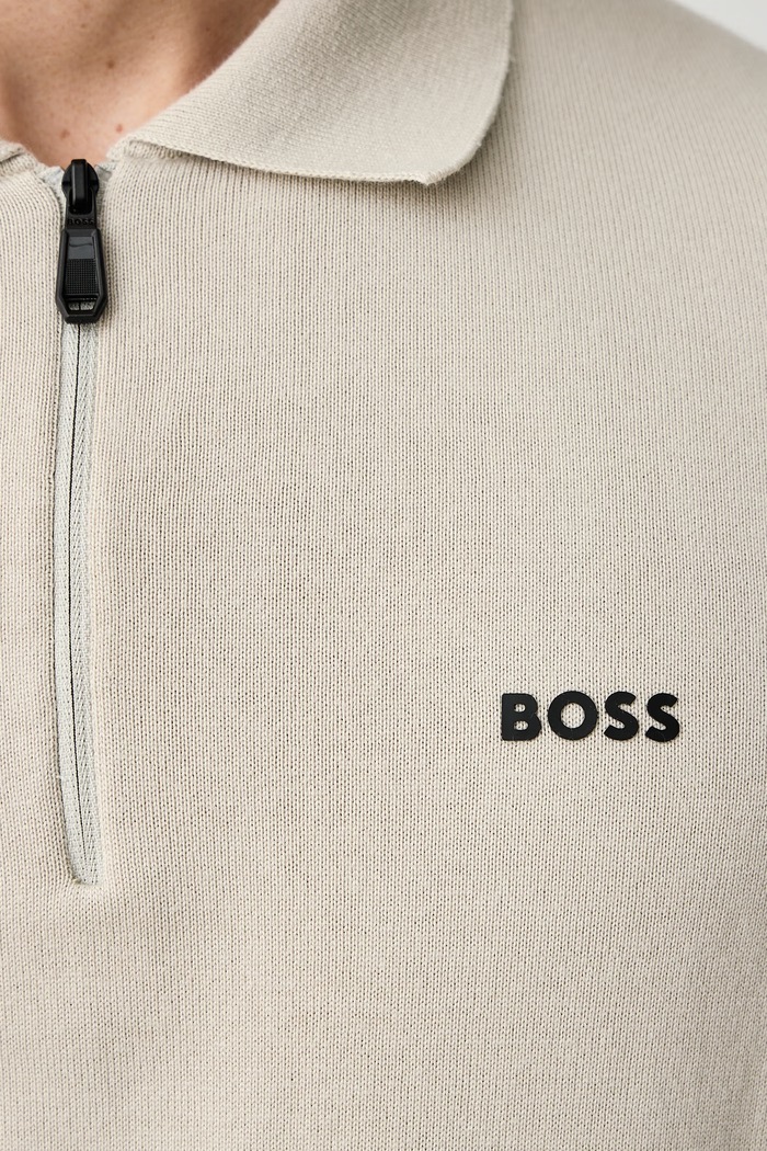 Πουλόβερ ανδρικό βαμβακερό KN_Ever-X PL BOSS Green μπεζ 50551688