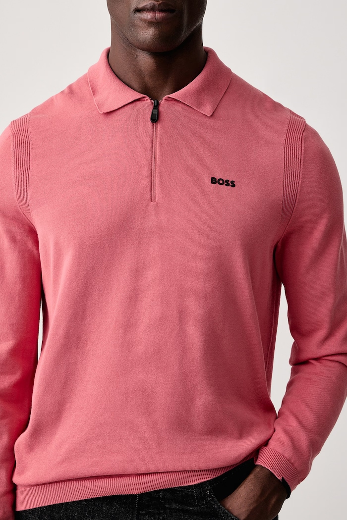 Sweter męski bawełniany KN_Ever-X PL BOSS Green 50551688 różowy