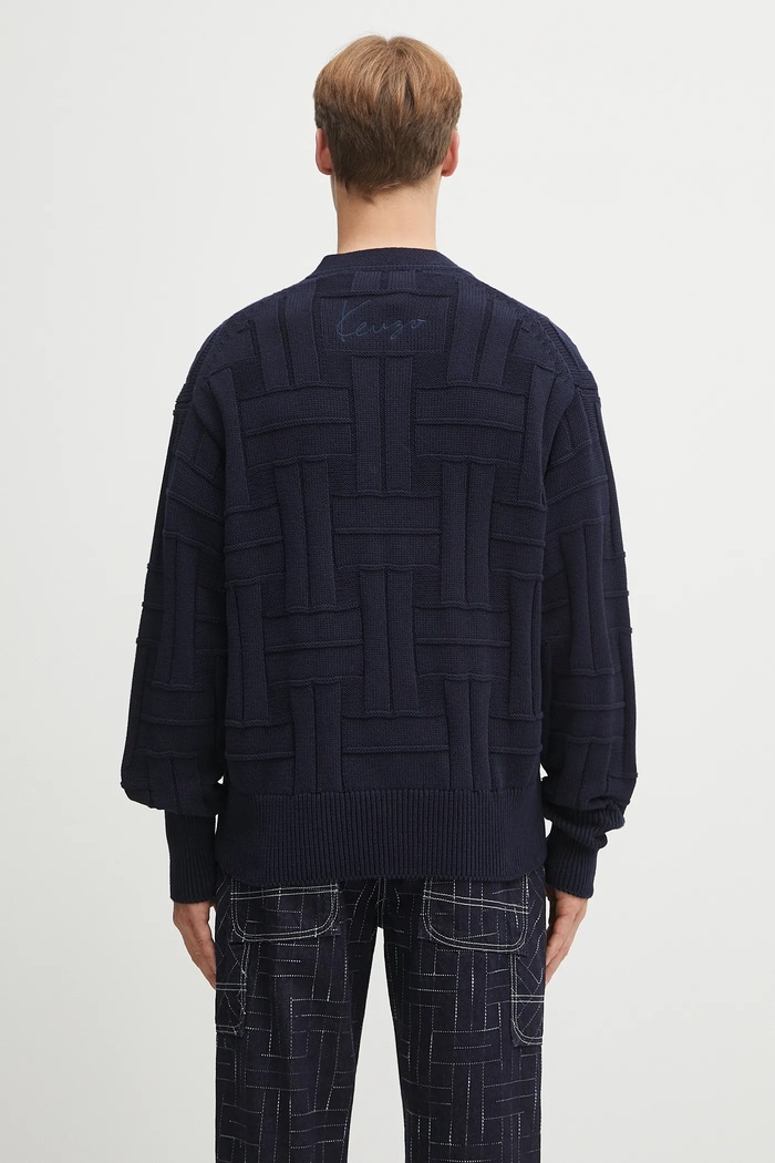 Abbigliamento Kenzo cardigan in cotone Gots Kenzo Weave Cardigan FF55CA7073CB blu navy