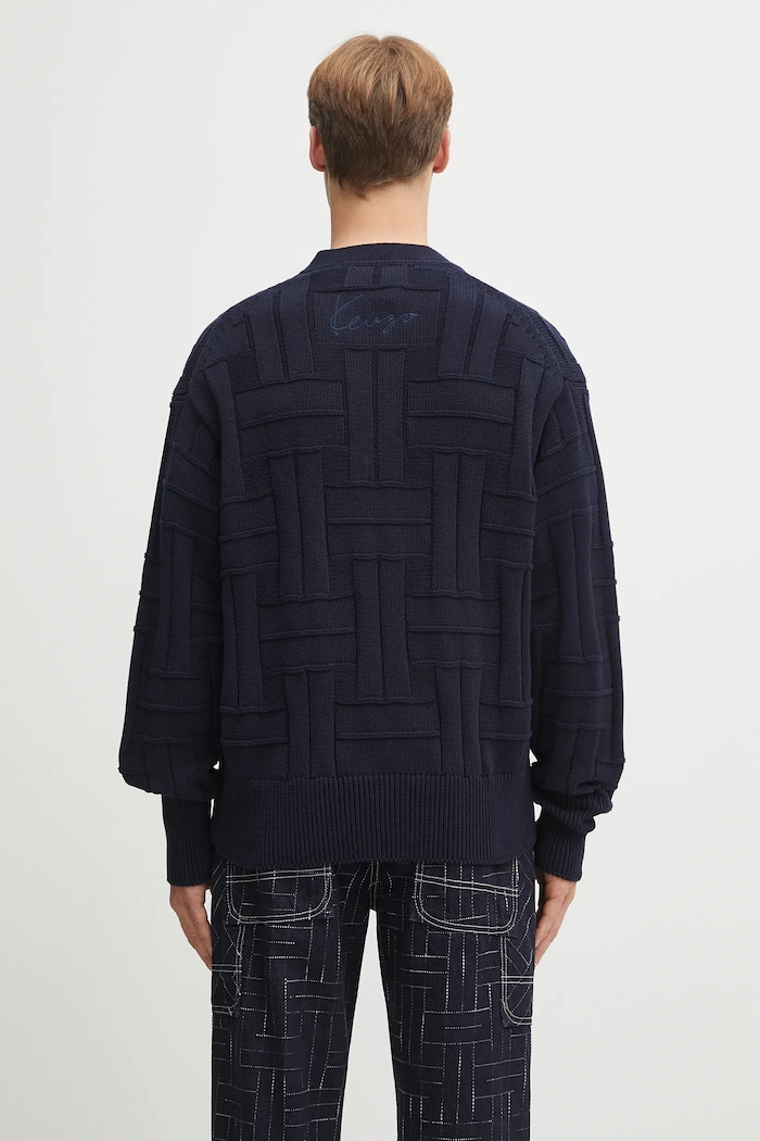 Abbigliamento Kenzo cardigan in cotone Gots Kenzo Weave Cardigan FF55CA7073CB blu navy