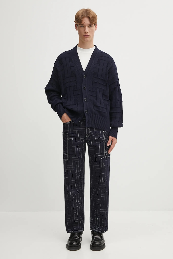 Kenzo cardigan in cotone Gots Kenzo Weave Cardigan FF55CA7073CB blu navy
