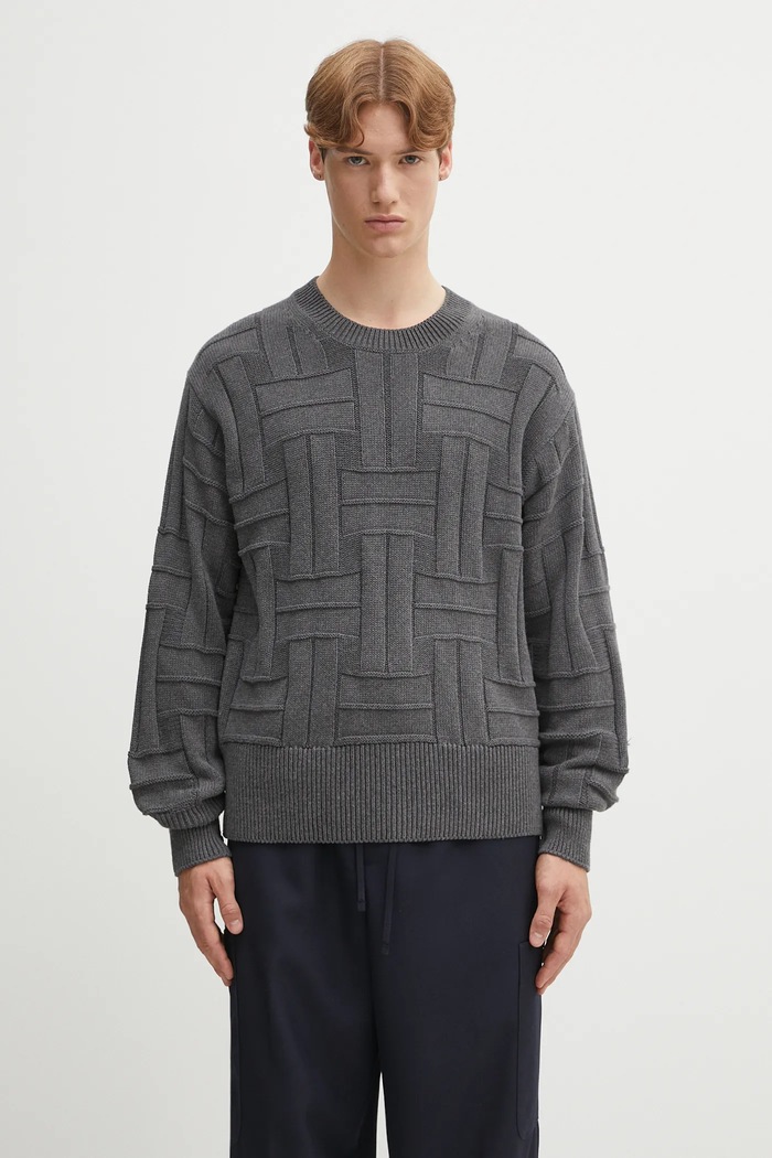 Bavlněný svetr Kenzo Gots Kenzo Weave Jumper hladký šedá FF55PU7083CB