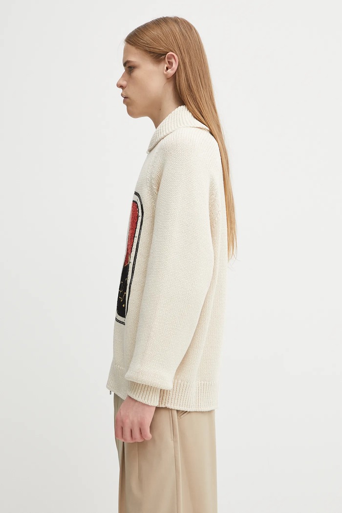 Kenzo wool blend cardigan Rws City Zipped Cardigan FF65CA7453CF beige AW25