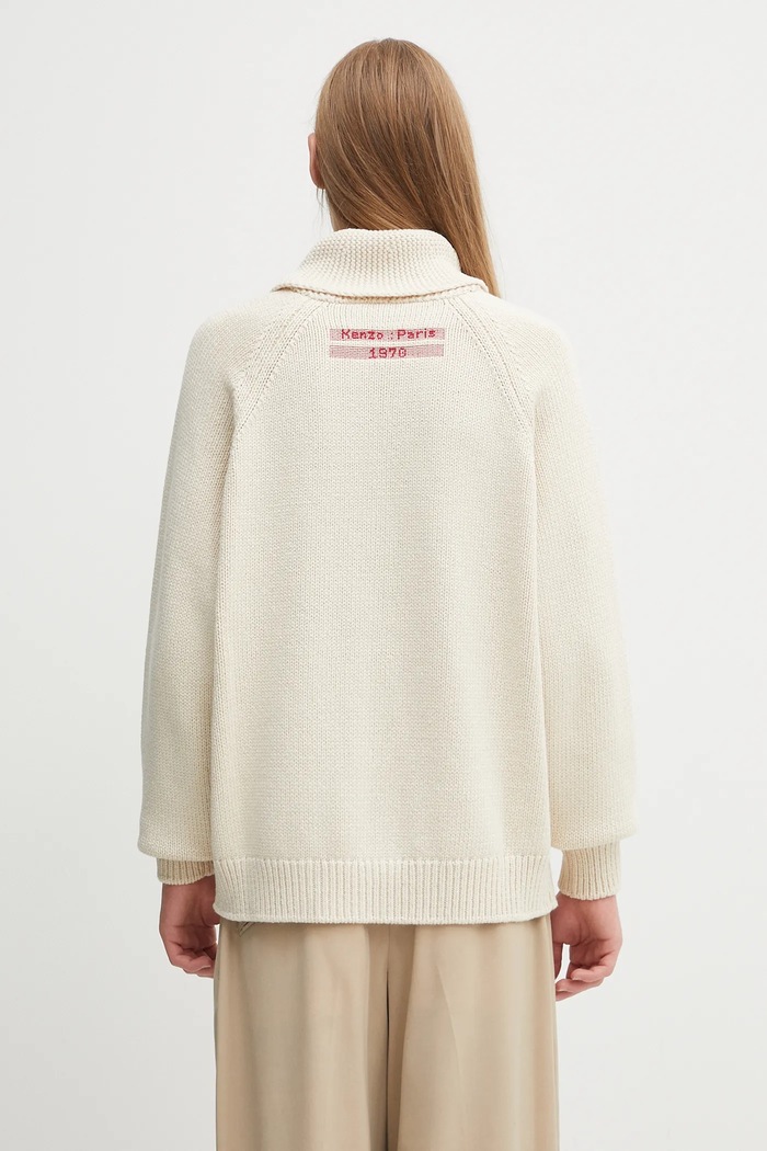Clothing Kenzo wool blend cardigan Rws City Zipped Cardigan FF65CA7453CF beige