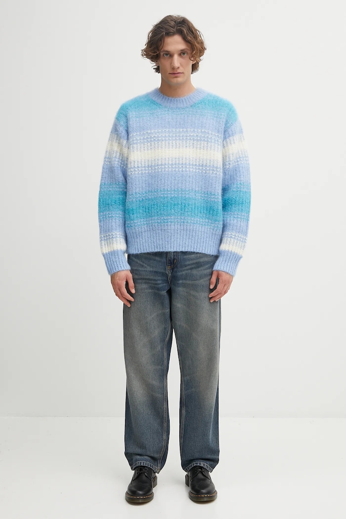 Sveter s prímesou vlny Kenzo Speed Stripe Jumper FF65PU7653CG modrá