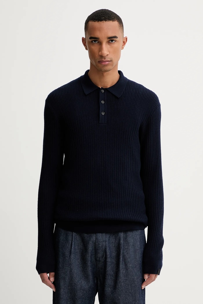Volnen pulover Rag & Bone Tanka mornarsko modra RH2625F6MWH