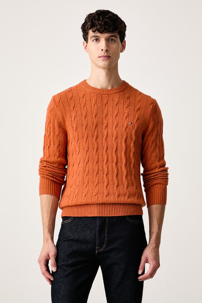 Tommy Hilfiger Sweter męski wełniany pomarańczowy MW0MW40442