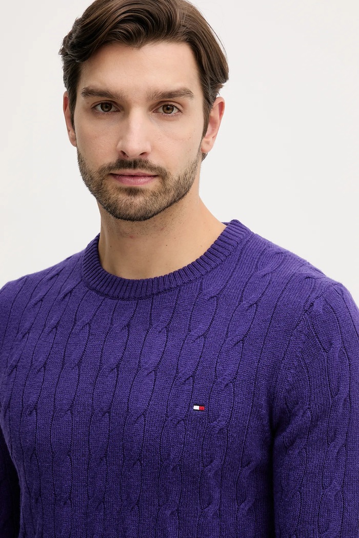 Vlnený sveter Tommy Hilfiger fialová MW0MW40442