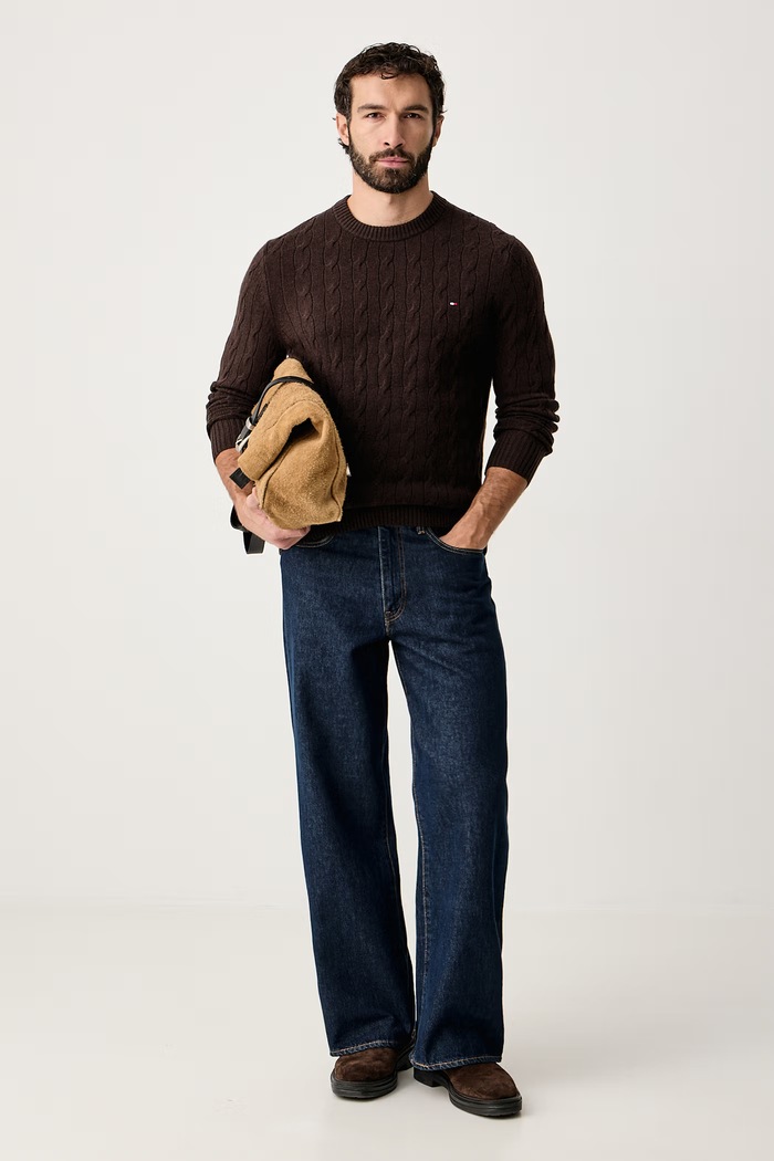 Tommy Hilfiger Sweter męski wełniany MW0MW40442 brązowy AW25