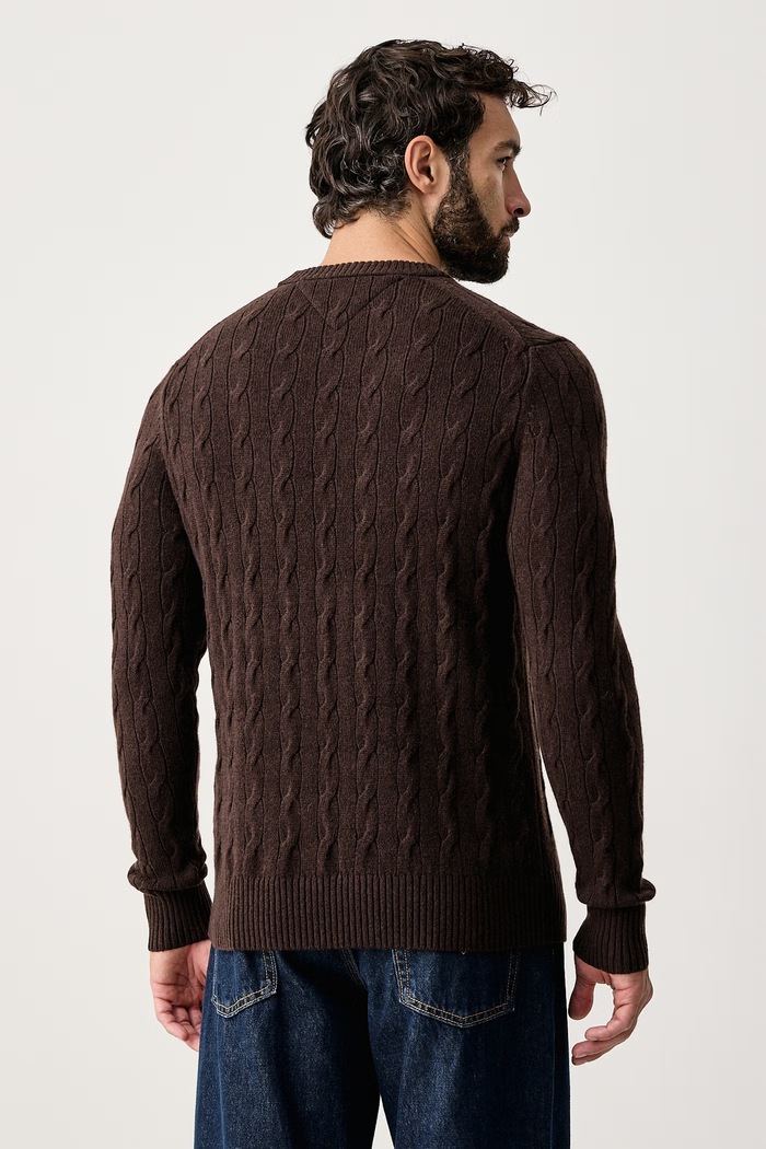Odzież Tommy Hilfiger Sweter męski wełniany MW0MW40442 brązowy