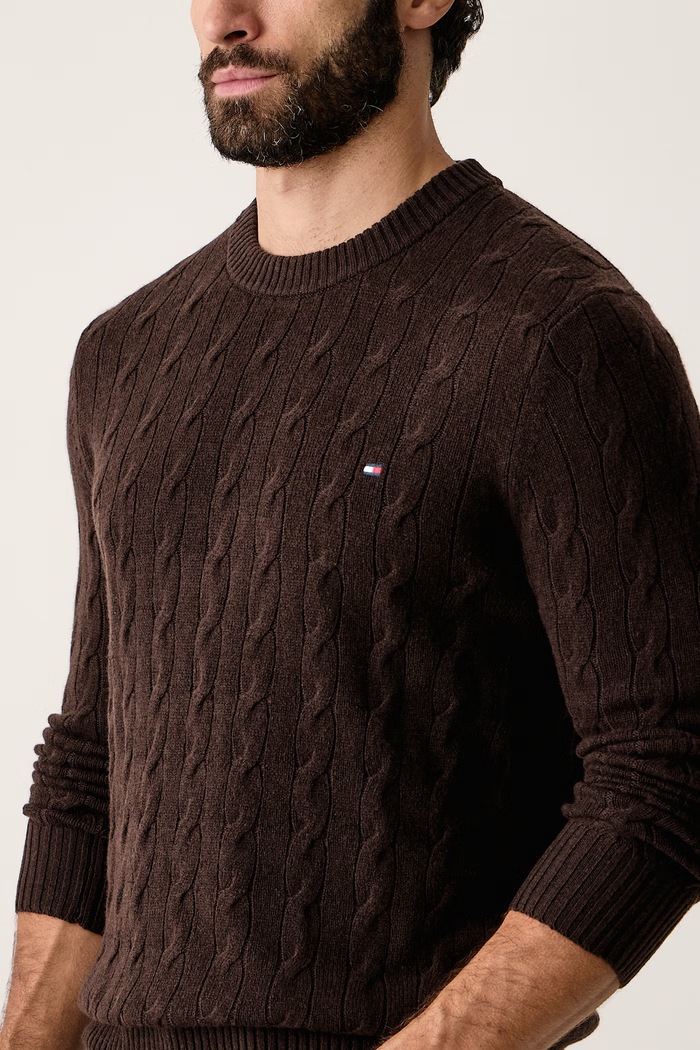 Sweter męski wełniany Tommy Hilfiger MW0MW40442 brązowy