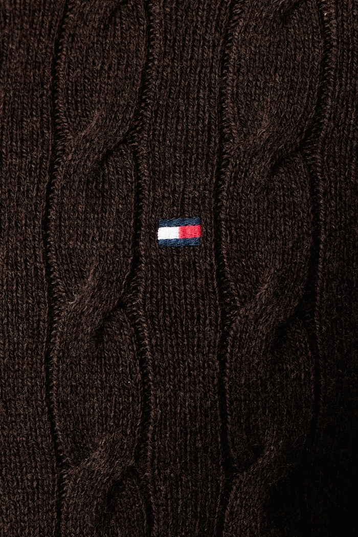 Sweter męski wełniany Tommy Hilfiger brązowy MW0MW40442