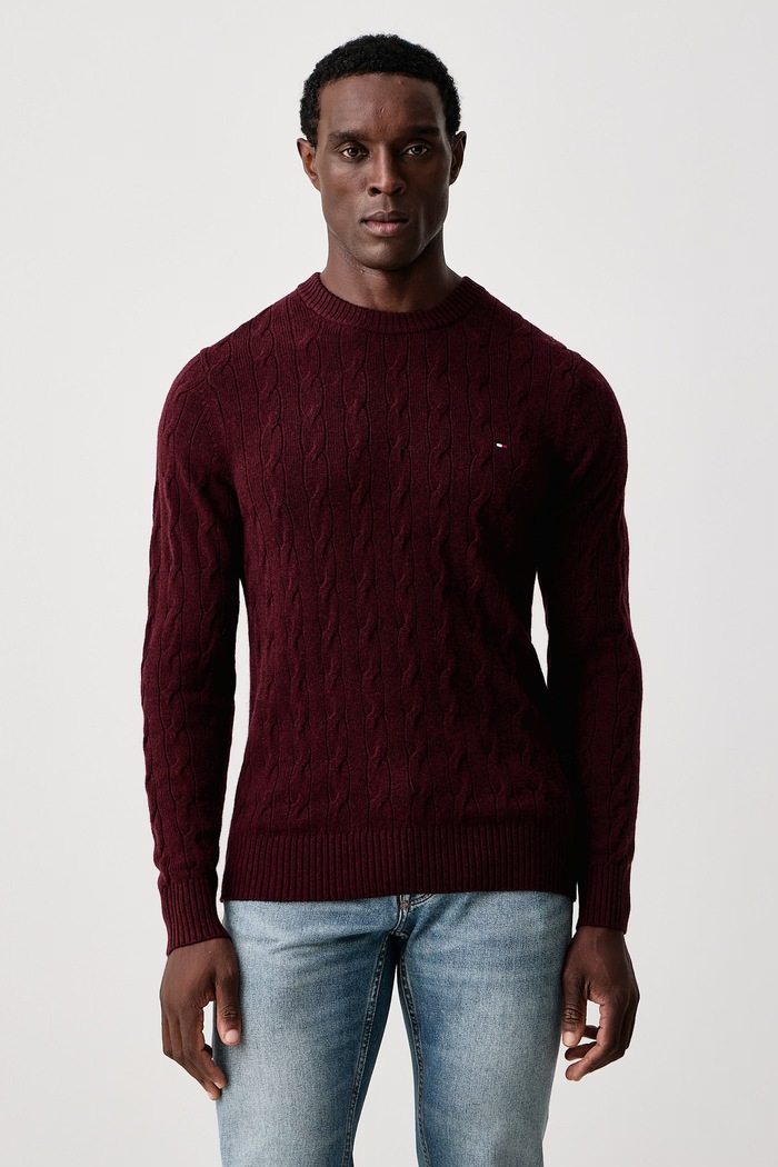 Tommy Hilfiger Pulover za muškarce od vune bordo MW0MW40442
