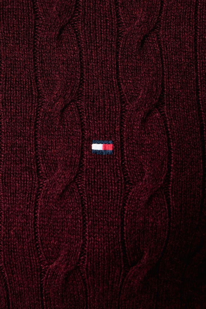 Pulover za muškarce od vune Tommy Hilfiger bordo MW0MW40442