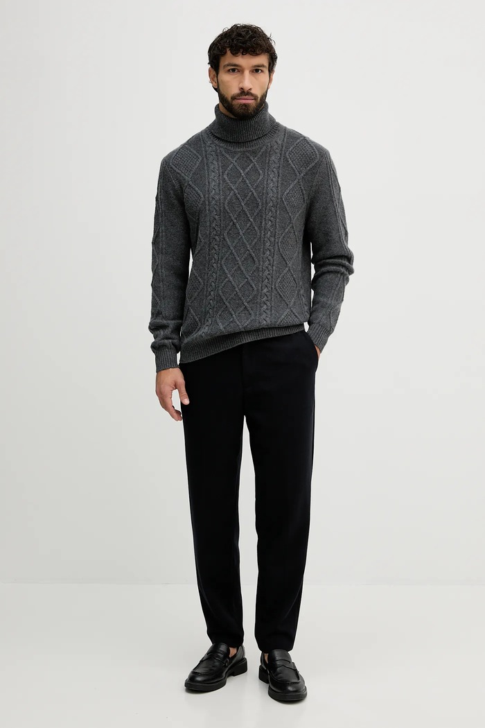 Μάλλινο πουλόβερ Tommy Hilfiger MW0MW40914 γκρί AW25