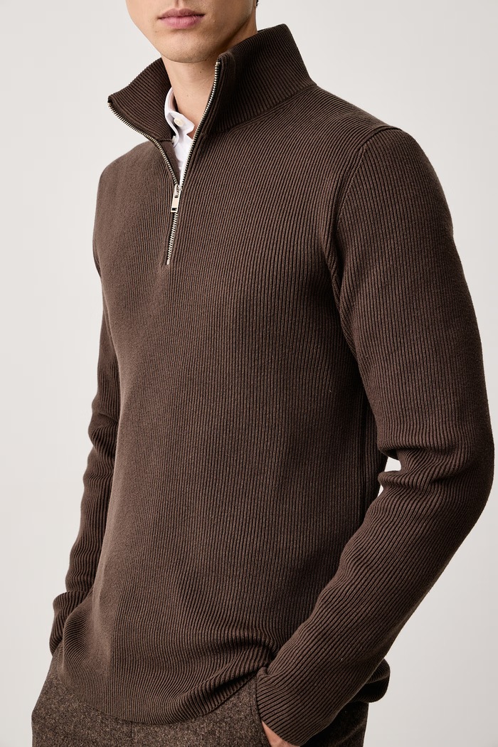 Sweter męski z bawełną Lindbergh 30.804030 brązowy