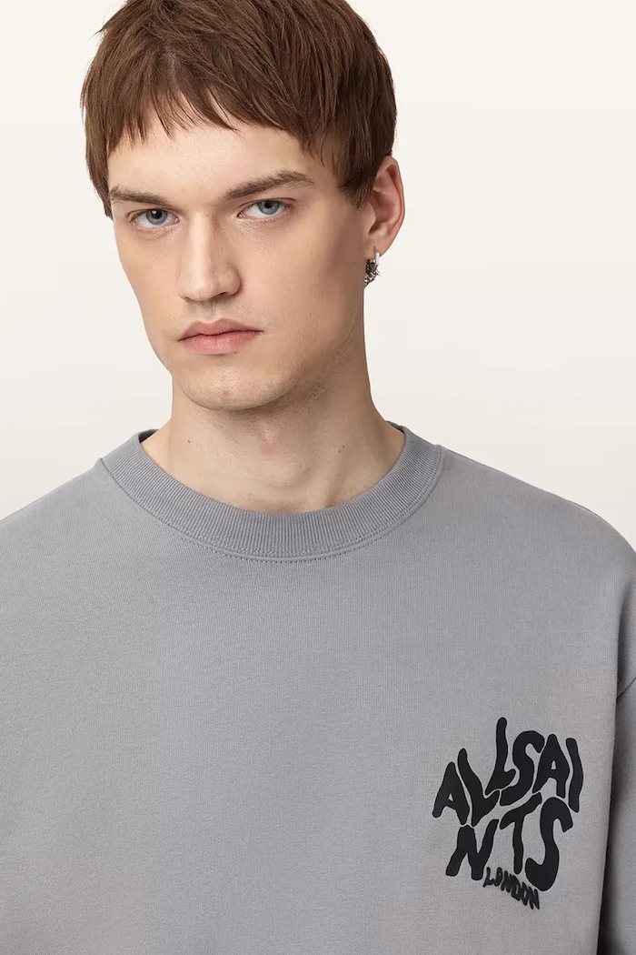 AllSaints bluza bawełniana ORLANDO M058NB szary SS26