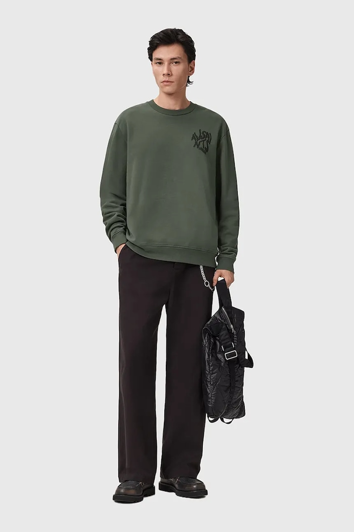 AllSaints hanorac de bumbac ORLANDO verde M058NB
