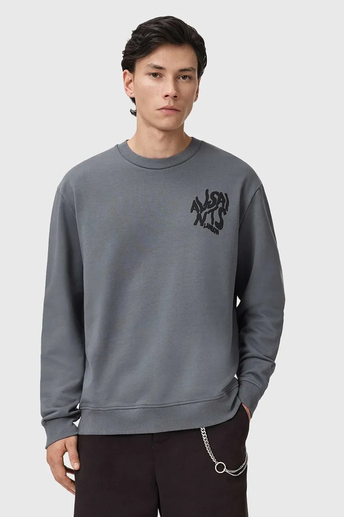AllSaints hanorac de bumbac ORLANDO print gri M058NB