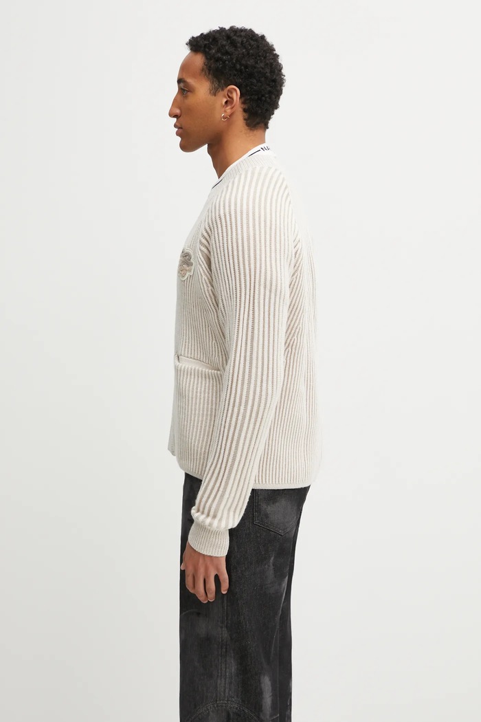 Filling Pieces Knit Cardigan kardigan z dodatkiem wełny męski 422573500127 beżowy AW25