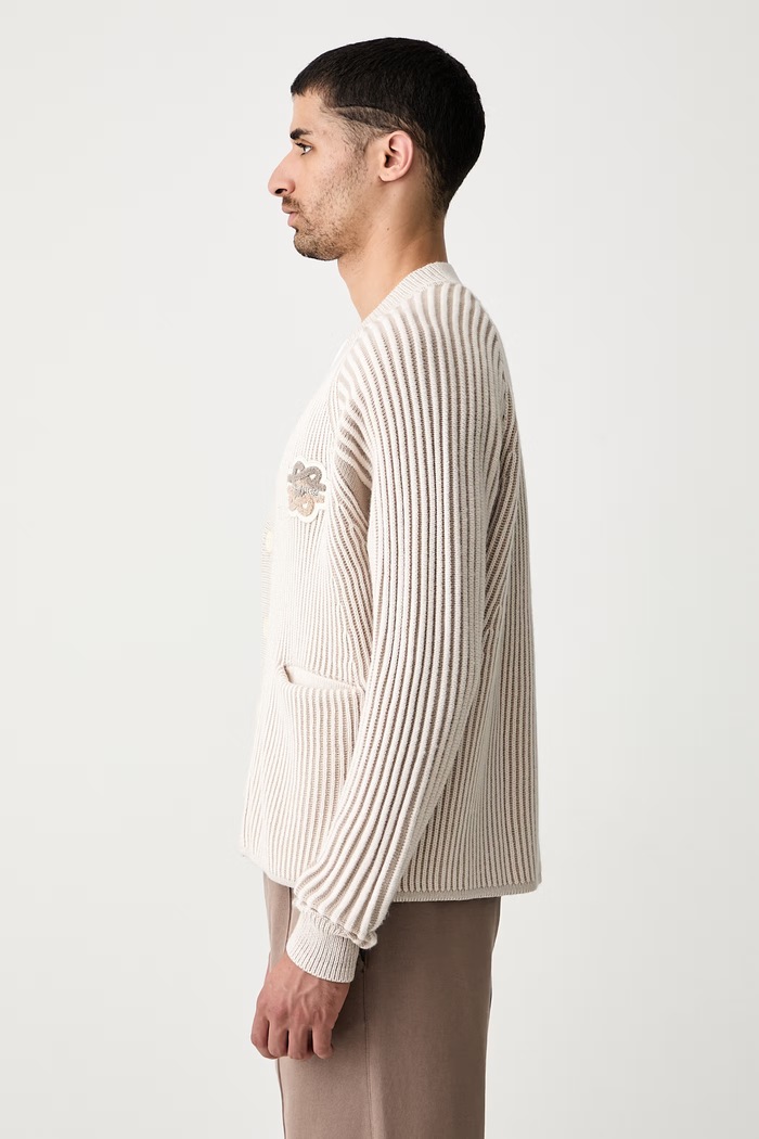 Filling Pieces ζακέτα ανδρική με πρόσμιξη μαλλιού Knit Cardigan μπεζ 422573500127.184