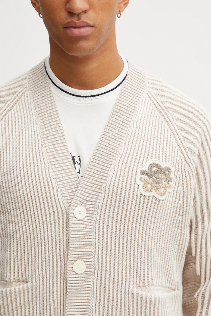 Filling Pieces Knit Cardigan kardigan z dodatkiem wełny męski beżowy 422573500127