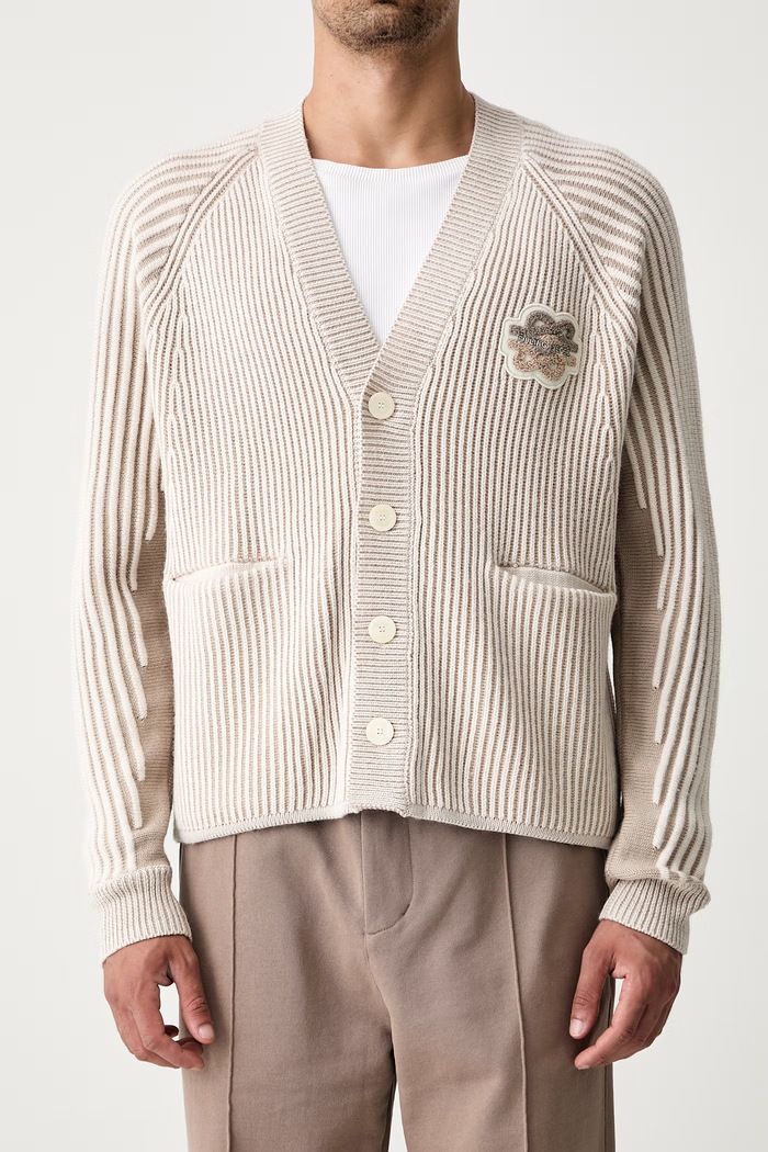 Filling Pieces ζακέτα ανδρική με πρόσμιξη μαλλιού Knit Cardigan 422573500127.184 μπεζ