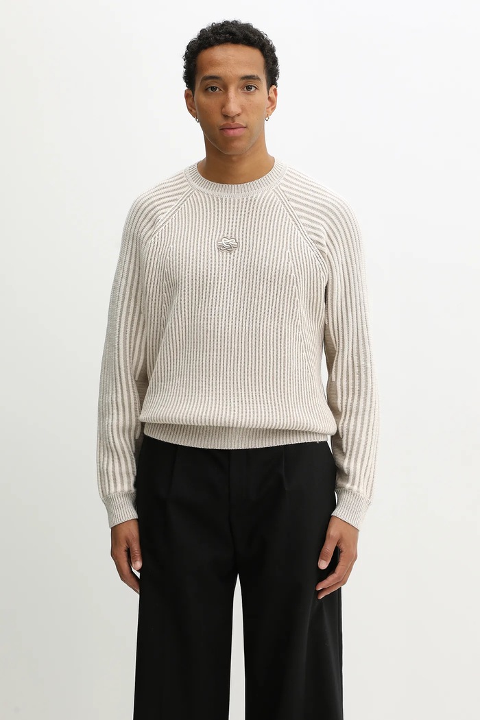 Filling Pieces Knit Sweater Raglan пуловер с вълна мъжки овално бежов 422575500261